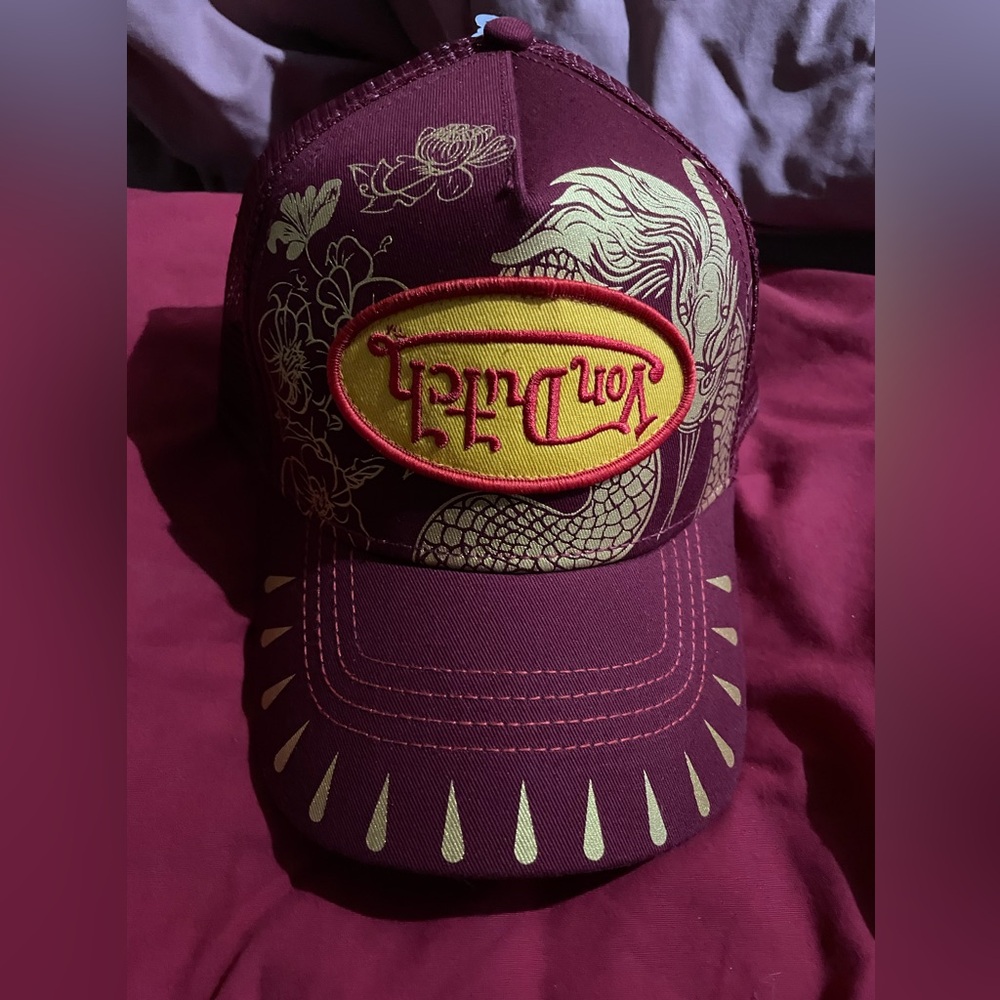 Von Dutch Burgundy gold Dragon Trucker Hat